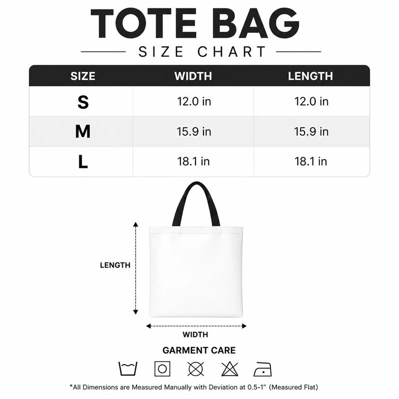 Clemson Undead Mascot Tote Bag - Size Chart
